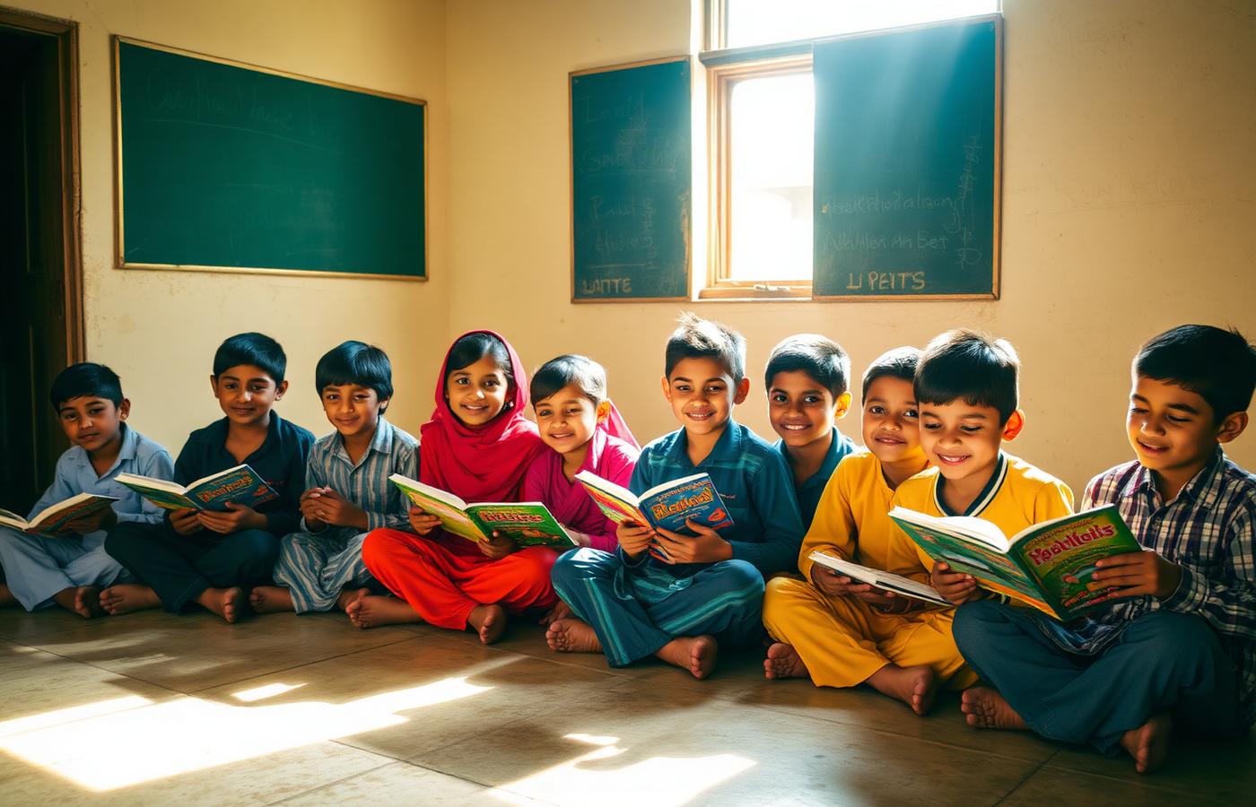 Children reading in an ECS classroom